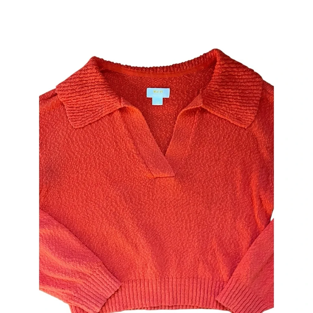 Anthropologie x‎ MAEVE V-neck Polo Sweater Large Preppy Boho - Picture 2 of 8